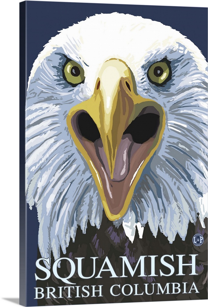 Squamish, BC - Eagle Screaming: Retro Travel Poster