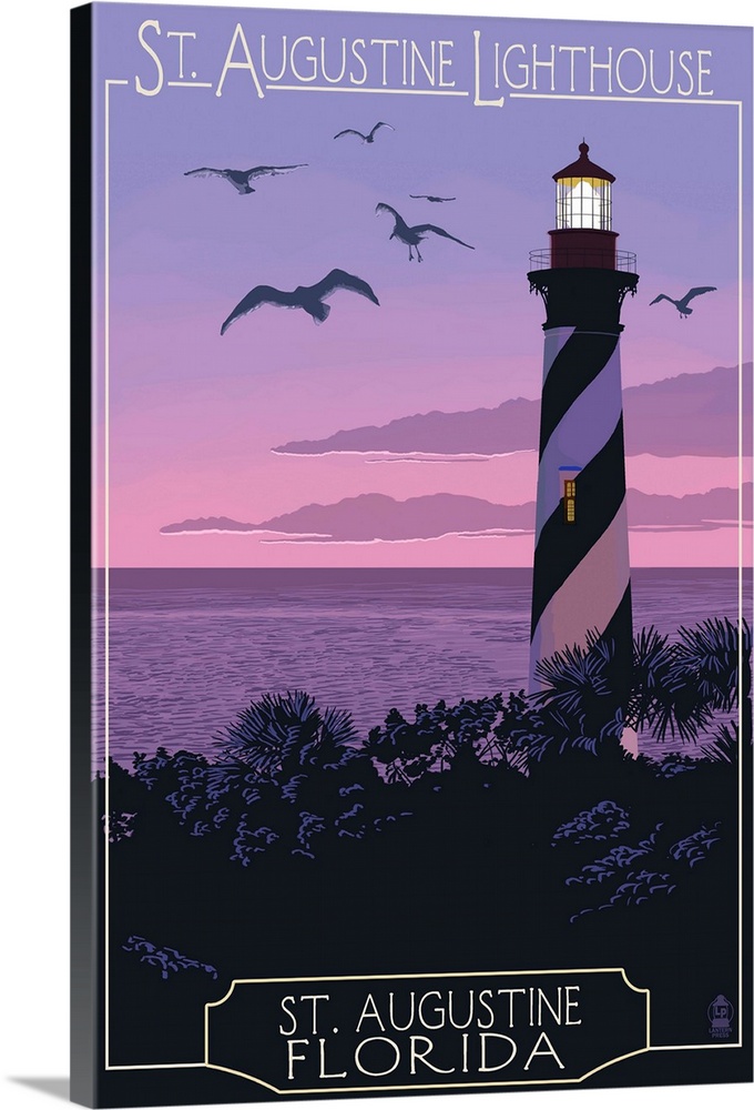 St. Augustine, Florida - Lighthouse: Retro Travel Poster