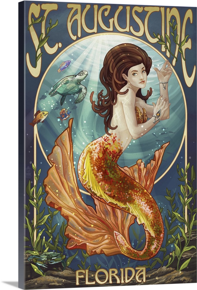 St. Augustine, Florida - Mermaid: Retro Travel Poster