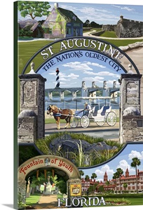 St. Augustine Florida - Montage Scenes Retro Travel 