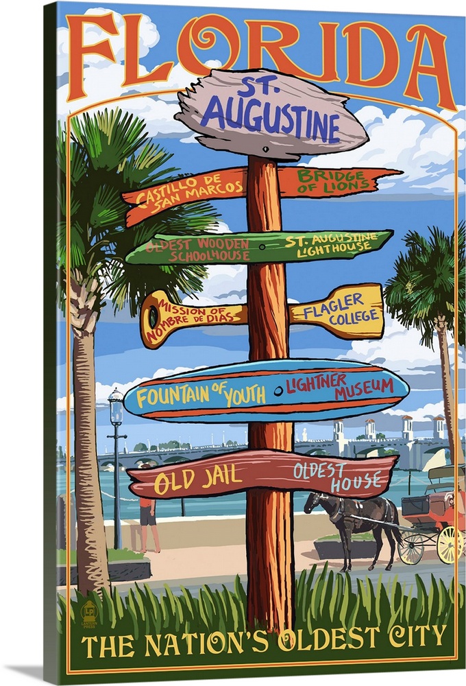 St. Augustine, Florida - Sign Destinations: Retro Travel Poster