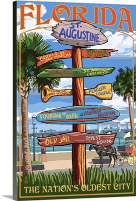 St. Augustine, Florida - Sign Destinations: Retro Travel Poster