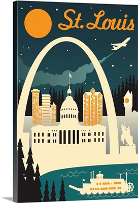 St. Louis, Missouri - Retro Skyline