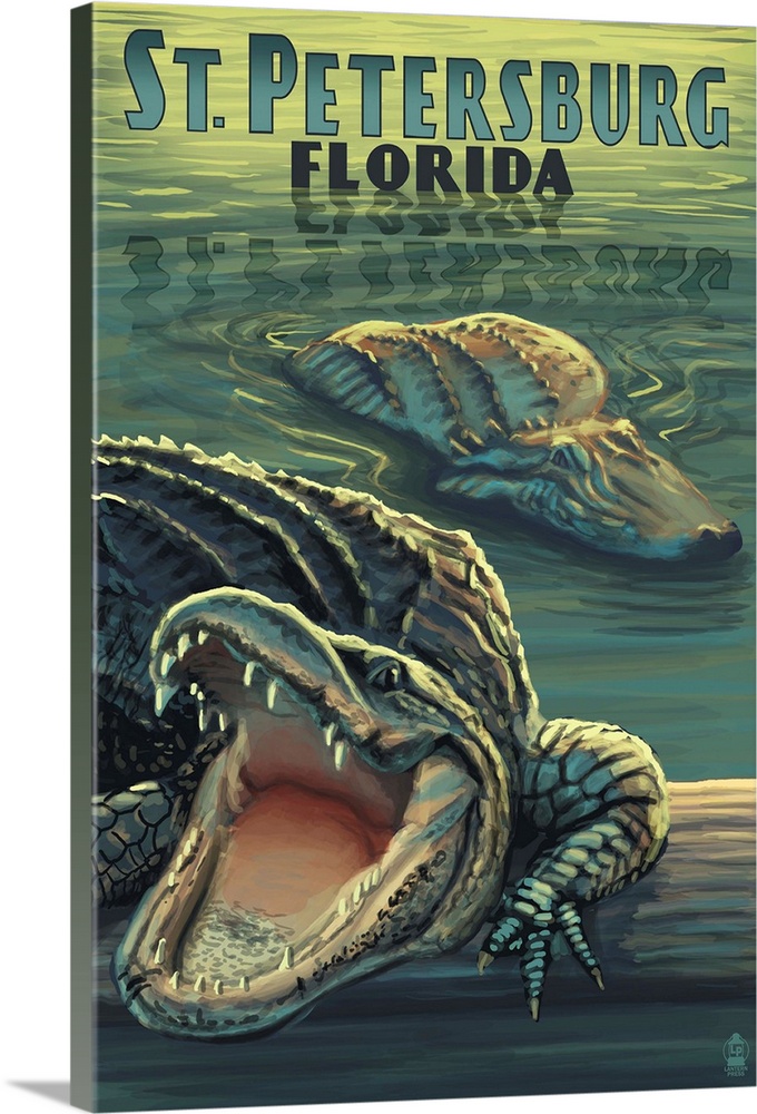 St Petersburg, Florida - Alligators: Retro Travel Poster