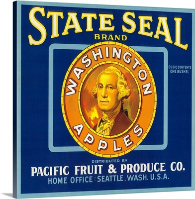 State Seal Apple Label, Seattle, WA