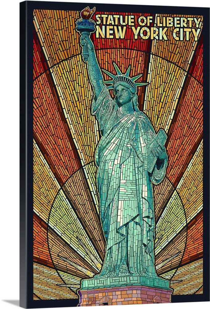 Statue of Liberty Mosaic - New York City, New York: Retro Travel Poster