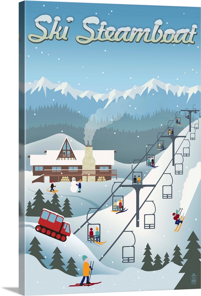 Steamboat, Colorado - Retro Ski Resort: Retro Travel Poster