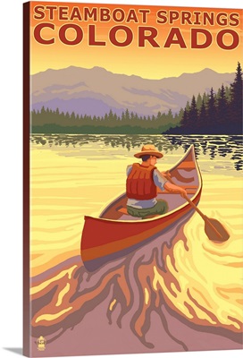 Steamboat Springs, CO - Canoe: Retro Travel Poster