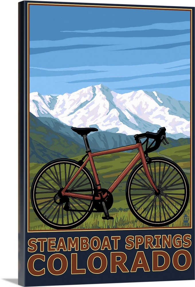 Steamboat Springs, CO - Mountain Bike: Retro Travel Poster
