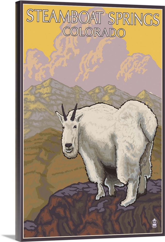 Steamboat Springs, Colorado - Mountain Goat: Retro Travel Poster