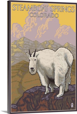 Steamboat Springs, Colorado - Mountain Goat: Retro Travel Poster