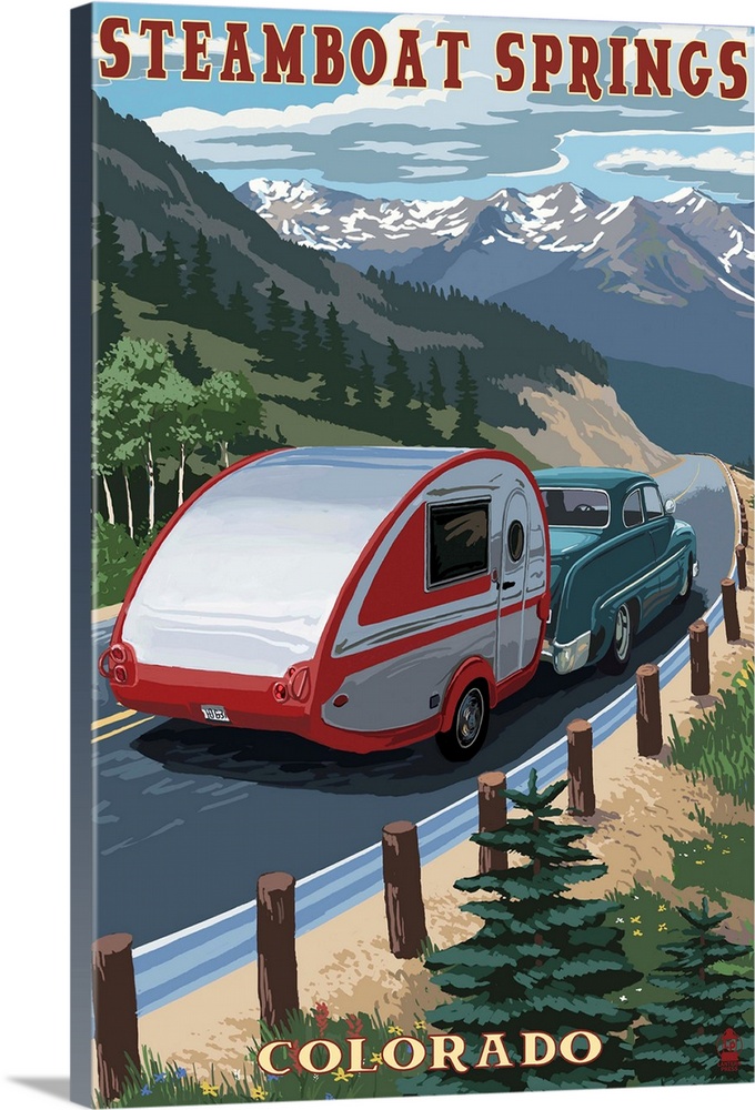 Steamboat Springs, Colorado - Retro Camper: Retro Travel Poster