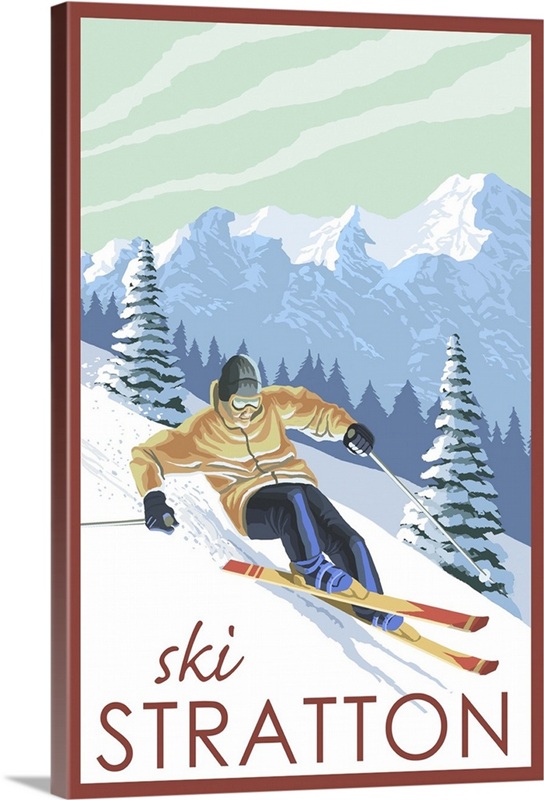 Stratton, Vermont - Downhill Skier Scene: Retro Travel Poster | Great ...
