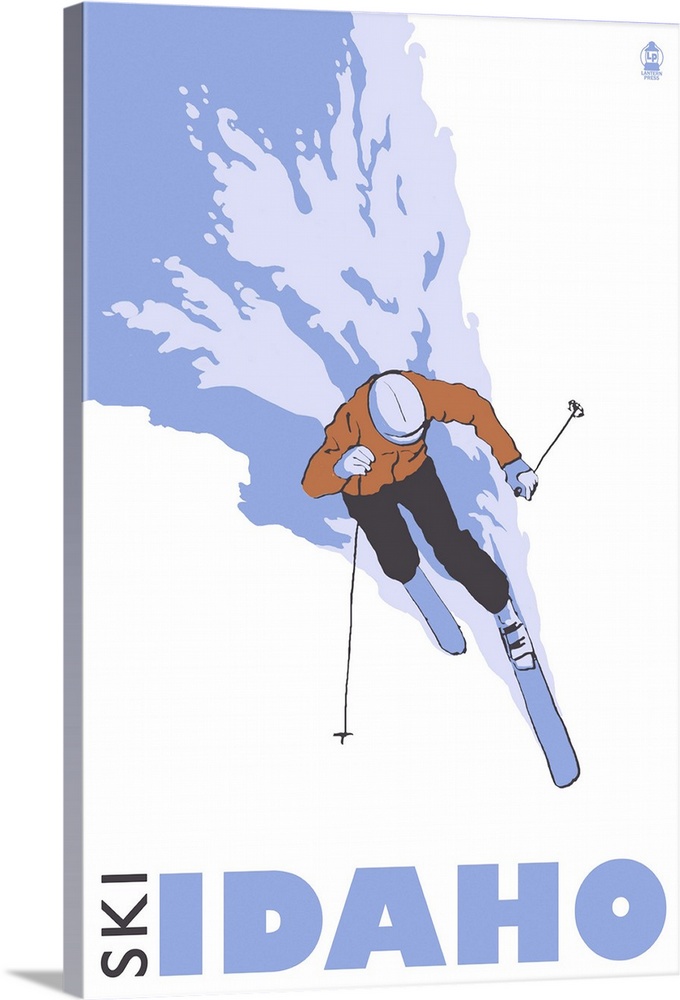 Stylized Skier - Idaho: Retro Travel Poster