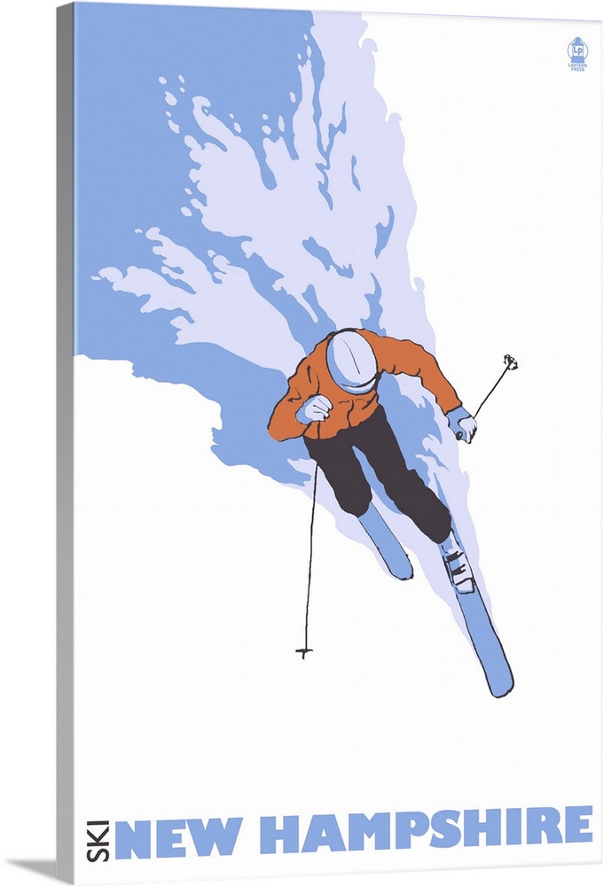 Stylized Skier - New Hampshire: Retro Travel Poster