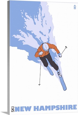 Stylized Skier - New Hampshire: Retro Travel Poster