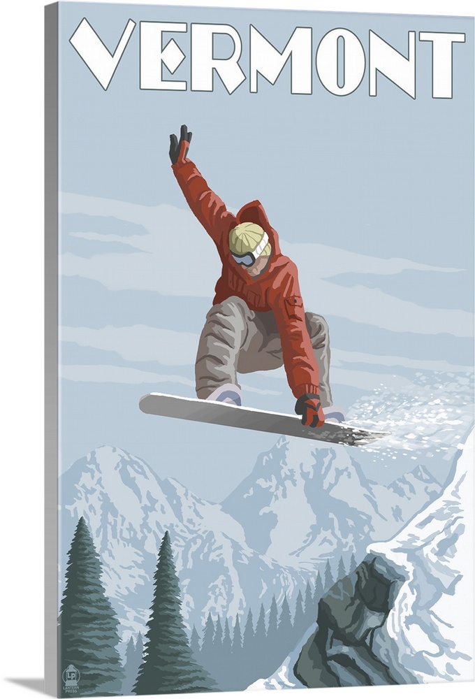 Stylized Snowboarder - Colorado: Retro Travel Poster