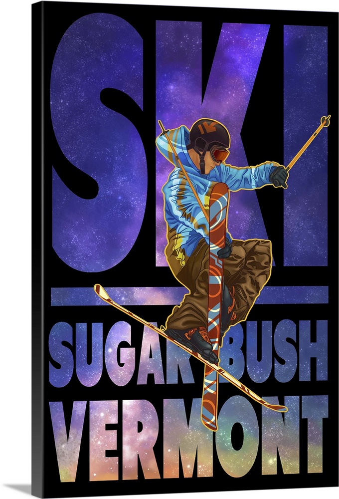 Sugarbush, Vermont - Milky Way Skier: Retro Travel Poster
