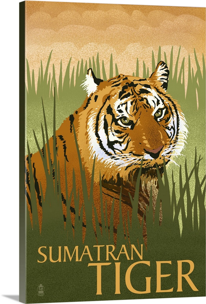 Sumatran Tiger, Lithograph Series Wall Art, Canvas Prints, Framed ...