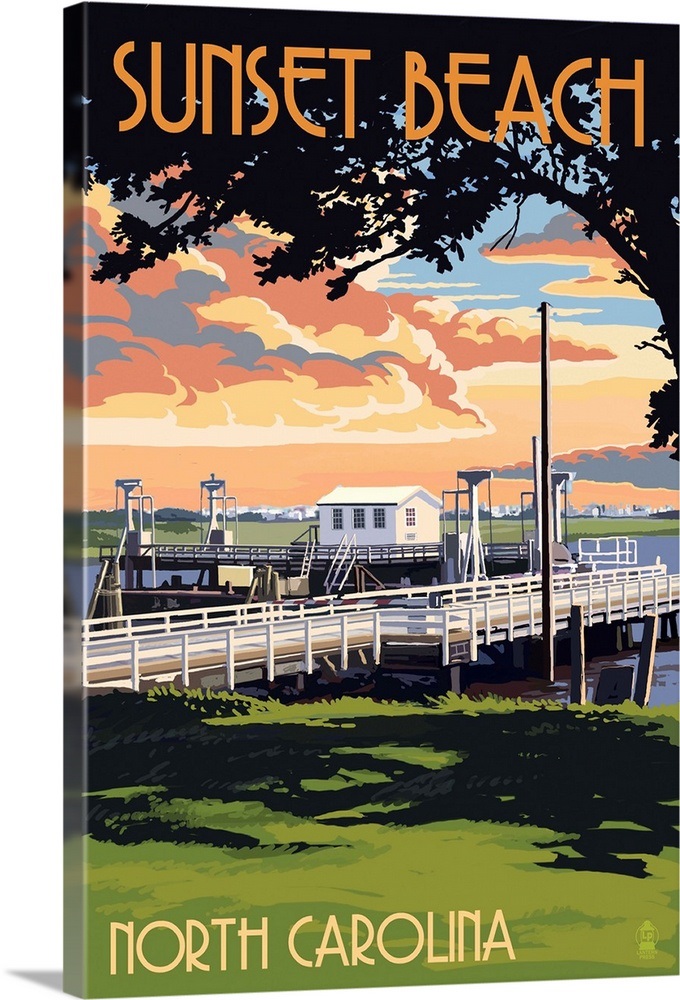 Sunset Beach Calabash, North Carolina Swinging Bridge Retro Travel