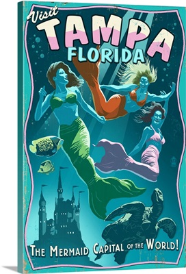 Tampa, Florida - Live Mermaids: Retro Travel Poster