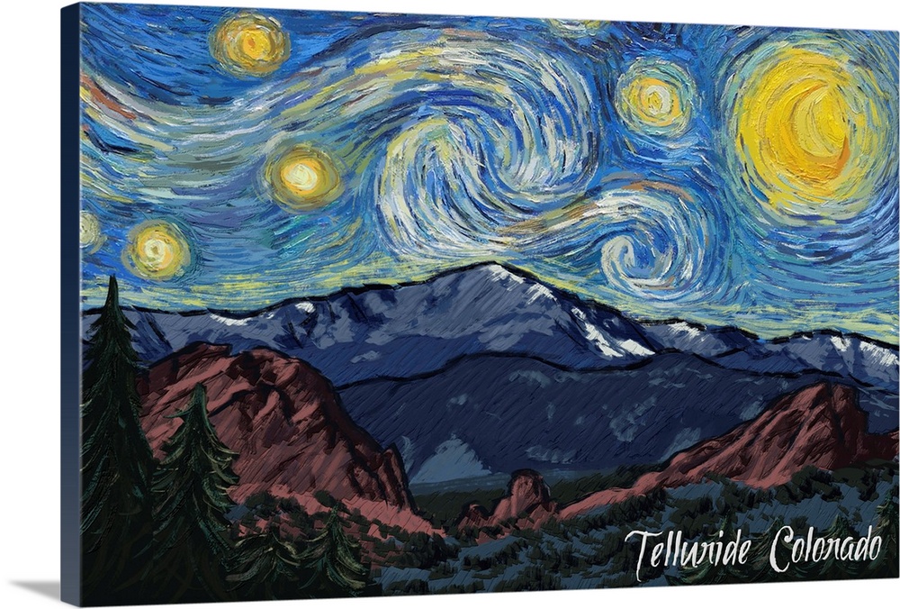 Telluride, Colorado - Pikes Peak - Starry Night
