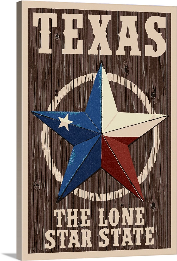 Texas - Barn Star Letterpress: Retro Travel Poster