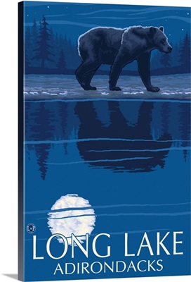 The Adirondacks, Long Lake, New York, Bear at Night