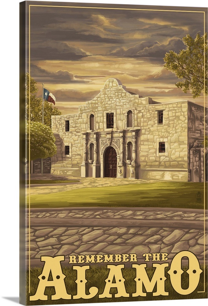 The Alamo Sunset - San Antonio, Texas: Retro Travel Poster Wall Art ...