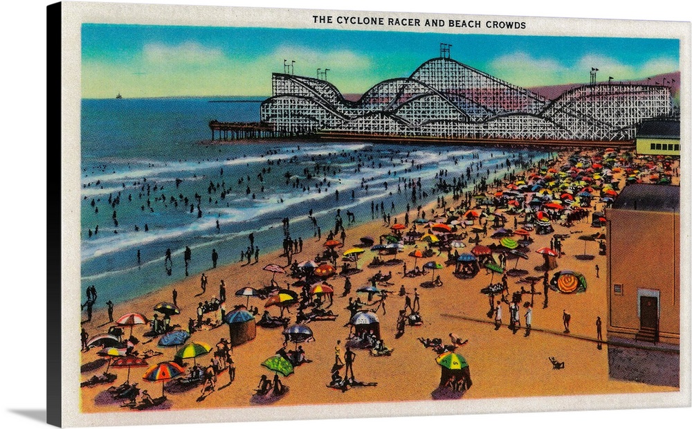 The Cyclone Racer and Beach Crowds, Long Beach, Long Beach, CA