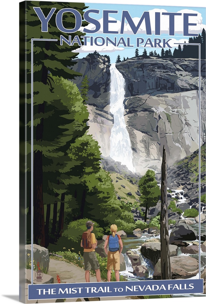 The Mist Trail - Yosemite National Park, California: Retro Travel Poster