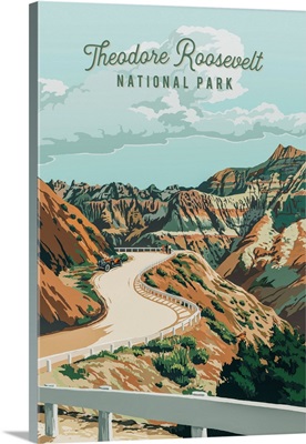Theodore Roosevelt National Park, Scenic Drive: Retro Travel Poster