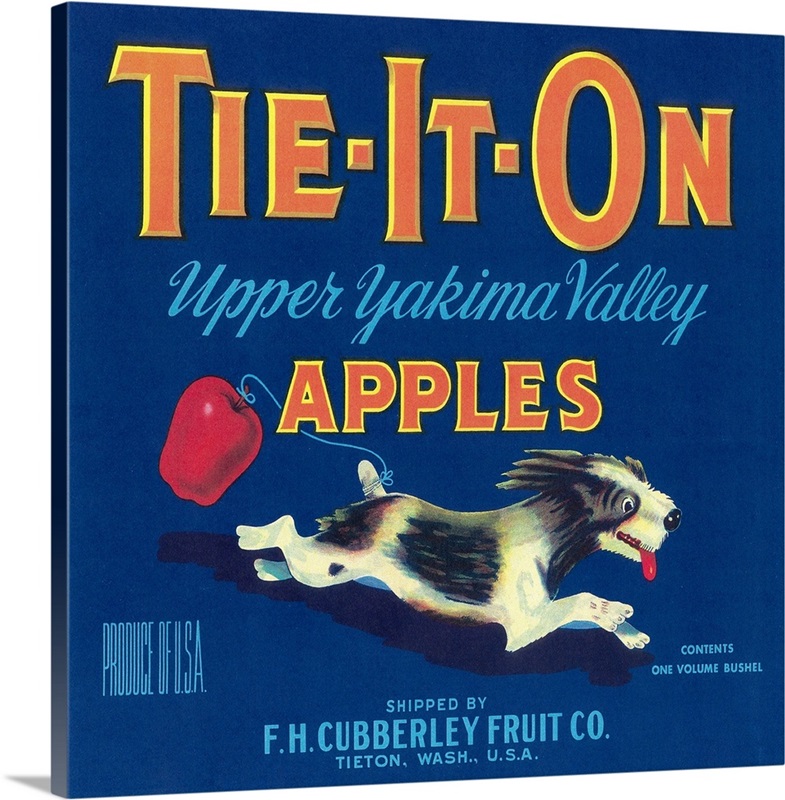 Tie It On Apple Label, Tieton, WA Wall Art, Canvas Prints, Framed