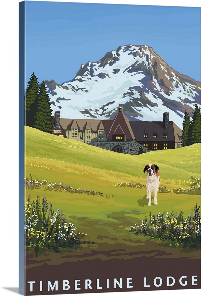 Timberline Lodge in Spring: Retro Travel Poster