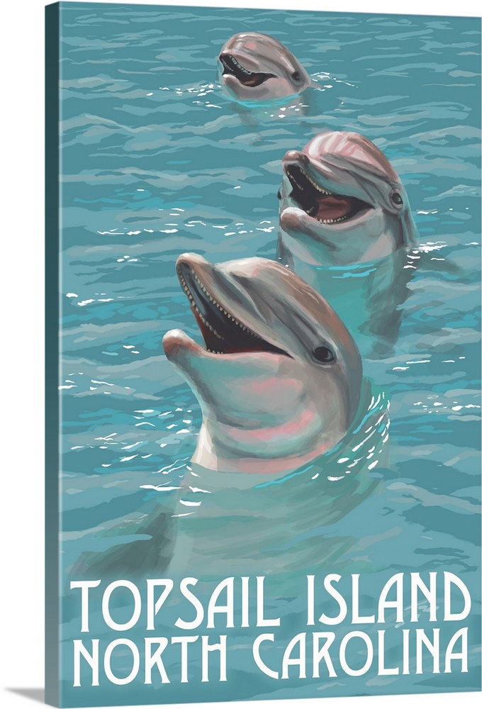 Topsail Island, North Carolina, Dolphins Wall Art, Canvas Prints