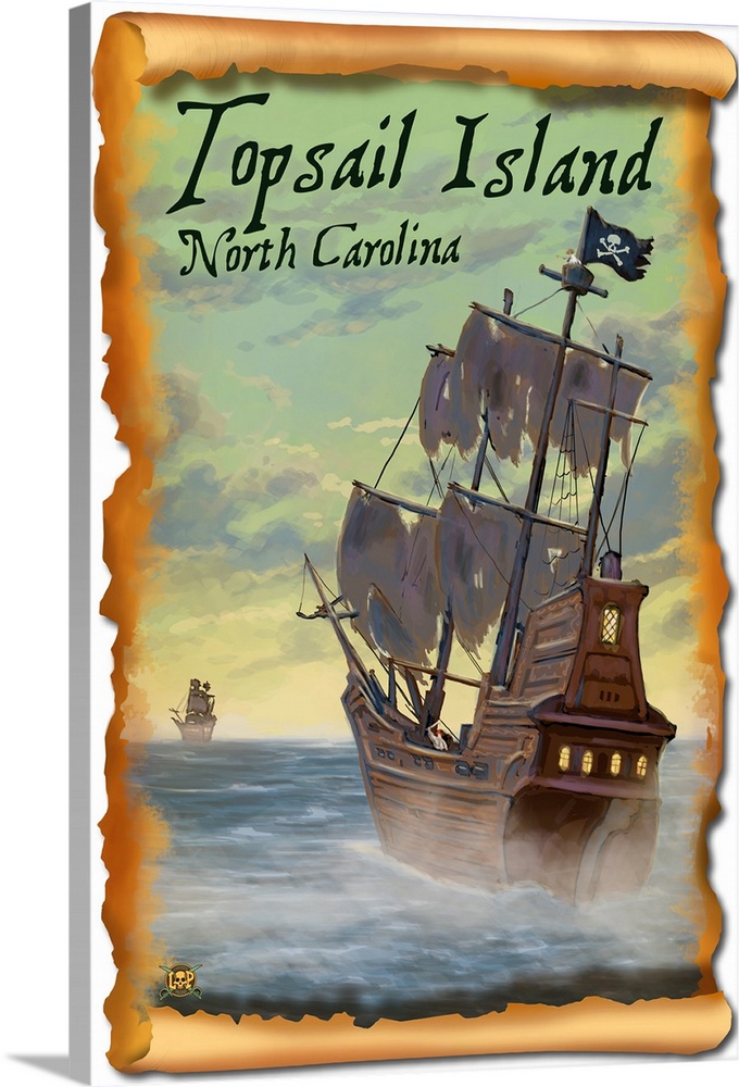 Topsail Island, North Carolina, Pirate Ship Wall Art, Canvas Prints