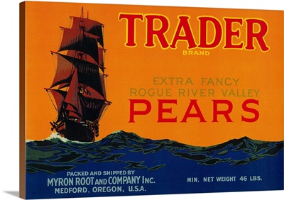 Trader Pear Crate Label, Medford, OR