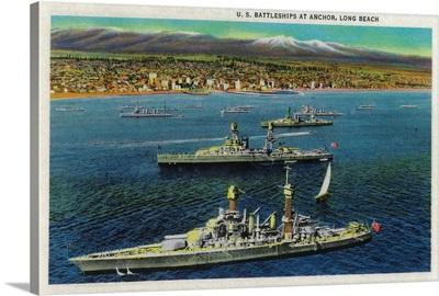 U.S. Battleships Anchored at Long Beach, Long Beach, CA