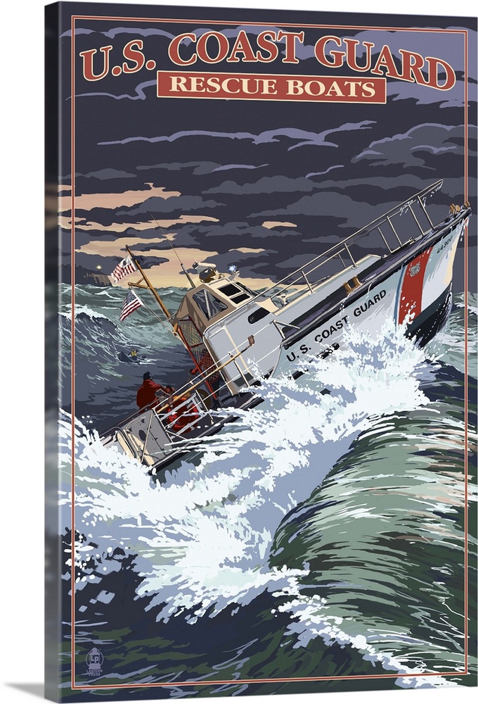 U.S. Coast Guard - 44 Foot Motor Life Boat: Retro Travel Poster