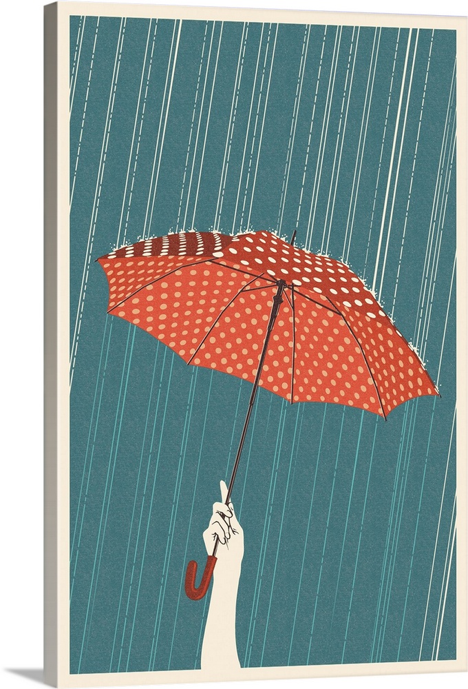 Umbrella - Letterpress: Retro Art Poster