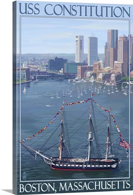 USS Constitution and Boston Skyline