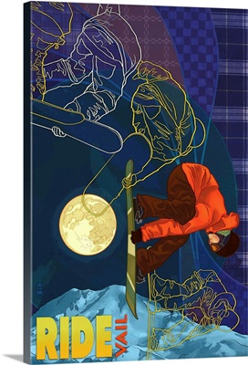 Vail, Colorado - Timelapse Snowboarder: Retro Travel Poster image thumbnail