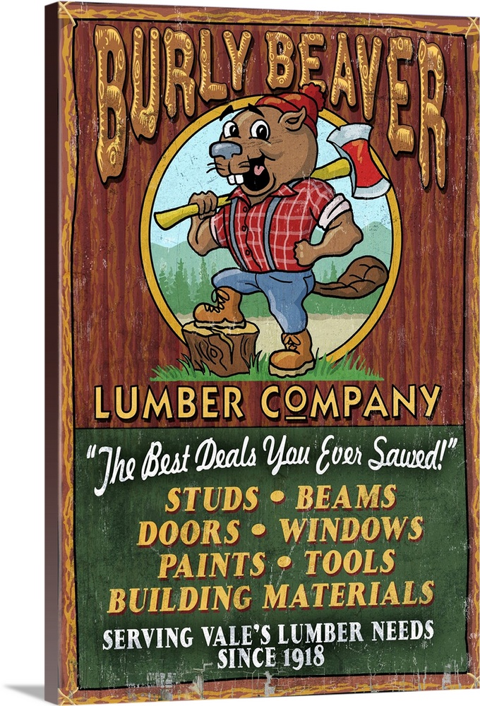Vale, Oregon - Burley Beaver Lumber Company Vintage Sign: Retro Travel Poster