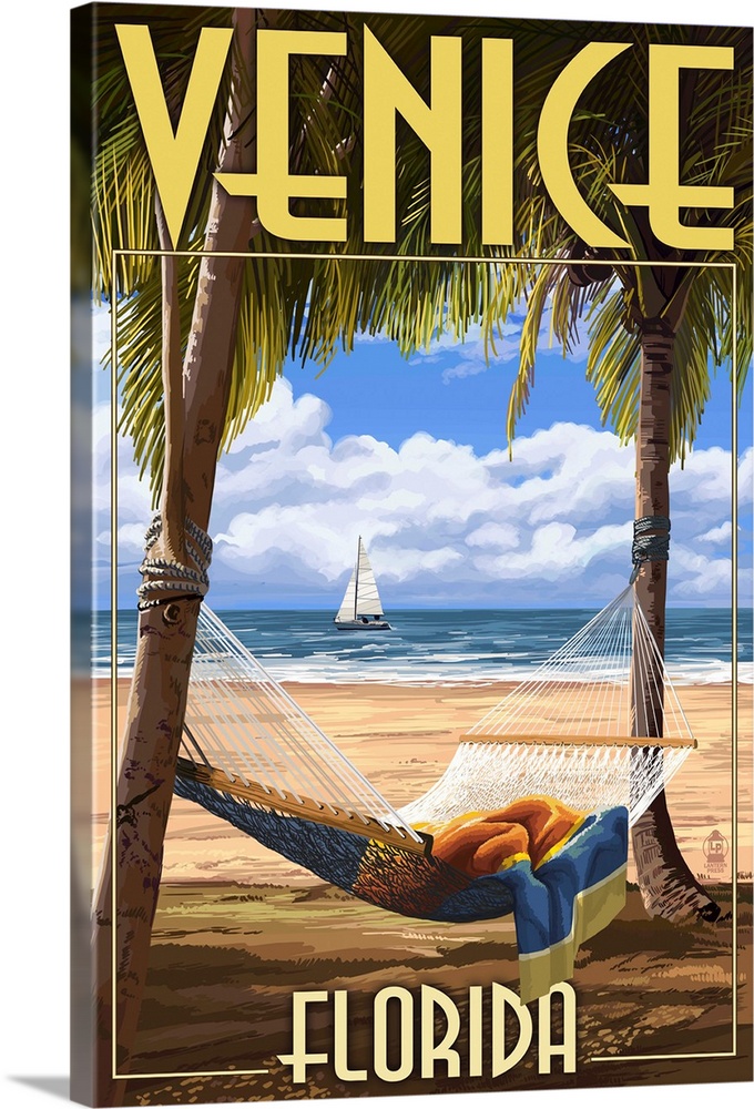 Venice, Florida - Palms and Hammock: Retro Travel Poster