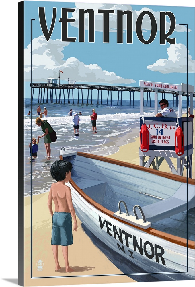 Ventnor, New Jersey - Lifeguard Stand: Retro Travel Poster