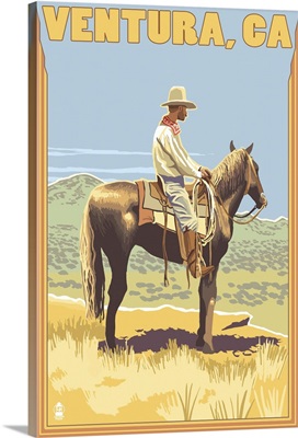 Ventura, California - Cowboy: Retro Travel Poster