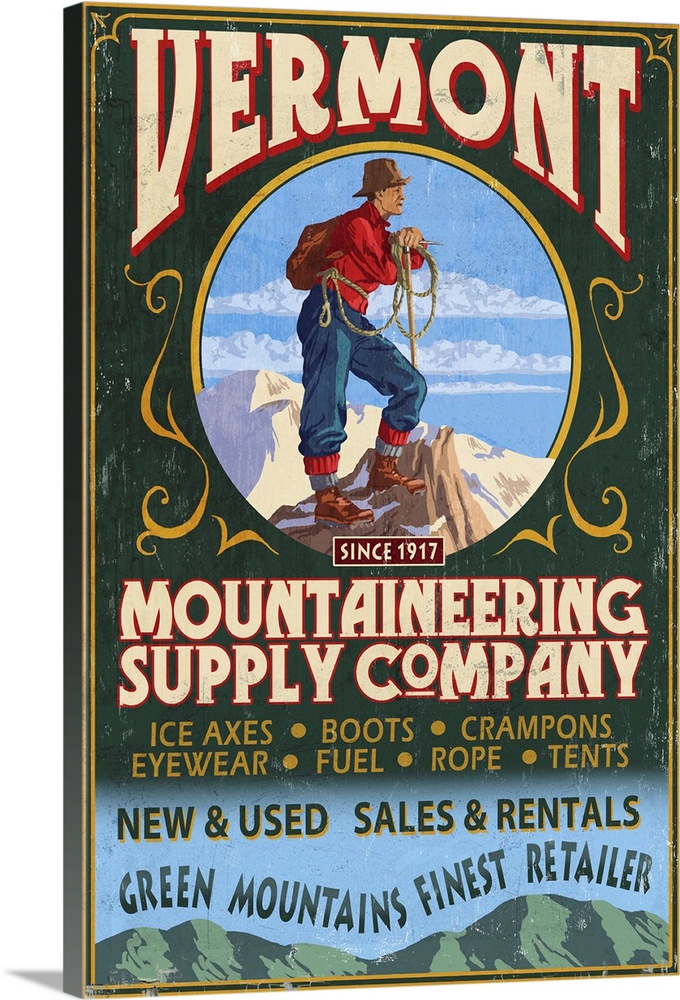 Vermont - Mountaineering Supply Company: Retro Travel Poster