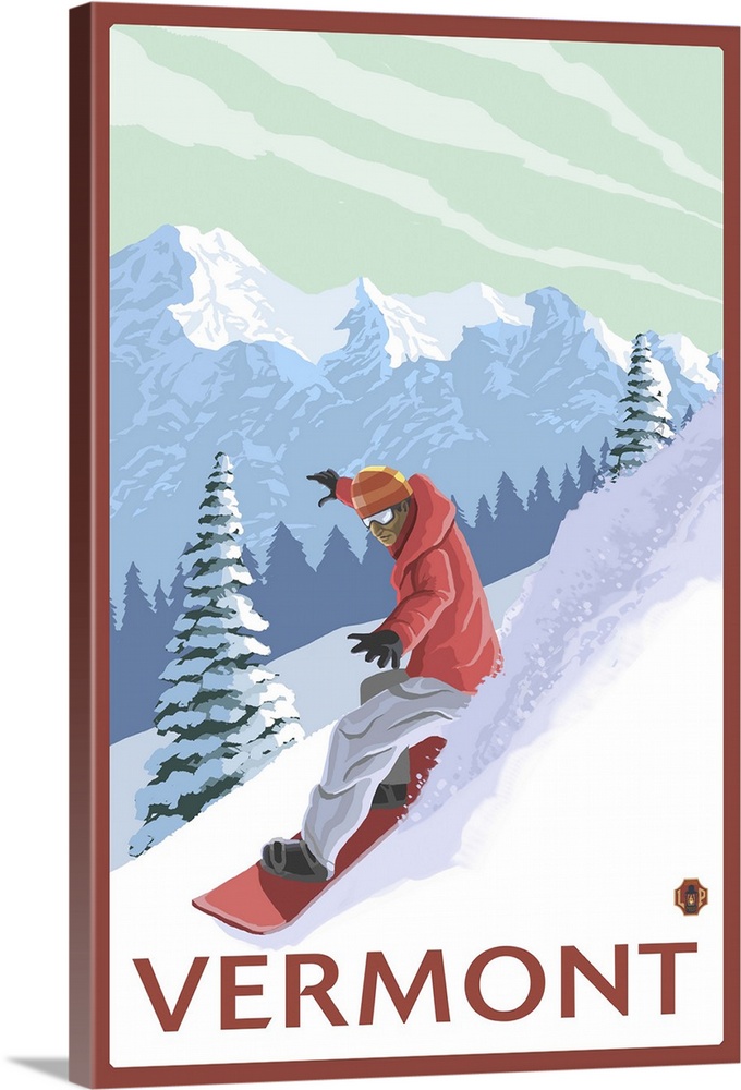 Vermont - Snowboarder Scene: Retro Travel Poster