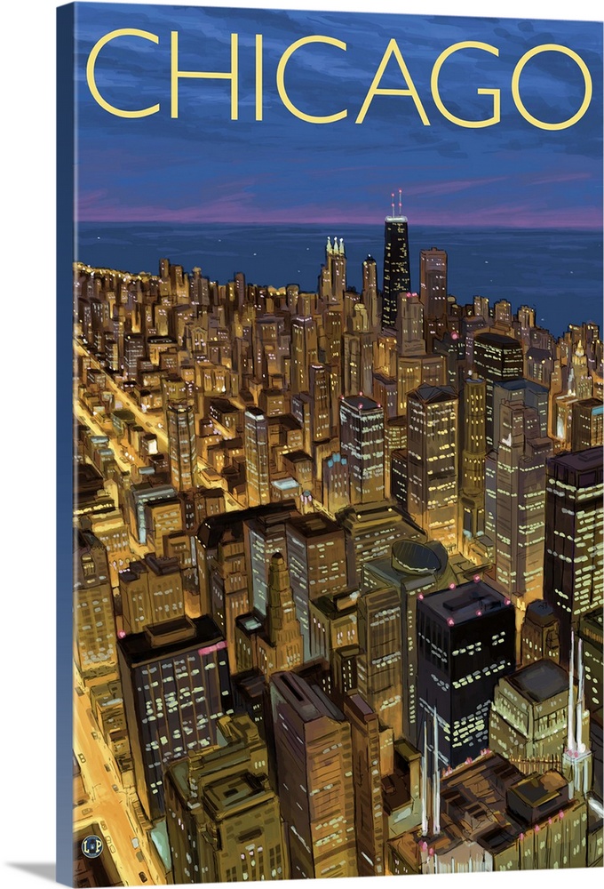 View from Sears Tower Skydeck - Chicago, IL: Retro Travel Poster