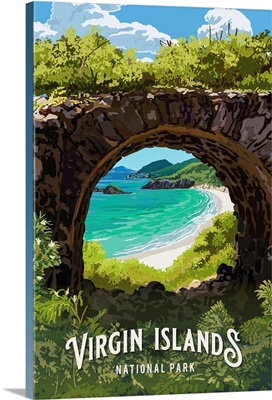 Virgin Islands National Park, Guadalupe Peak: Retro Travel Poster